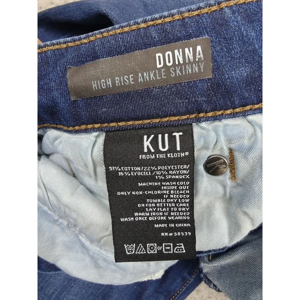 KUT From The Kloth Donna High Rise Ankle Skinny Jeans Womens 12 Blue Denim